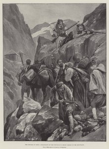 O problema em Creta, habitantes da província de Selino levando para as montanhas